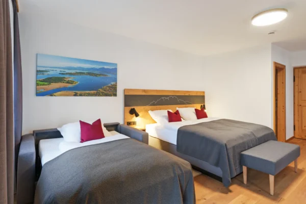 Familienzimmer Dusche/WC, TV, Schlafcouch und Balkon mit Bergblick (30 qm)